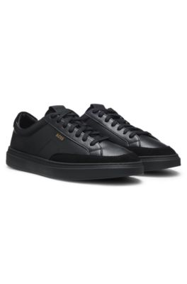 Leather sneakers with suede trims, Black