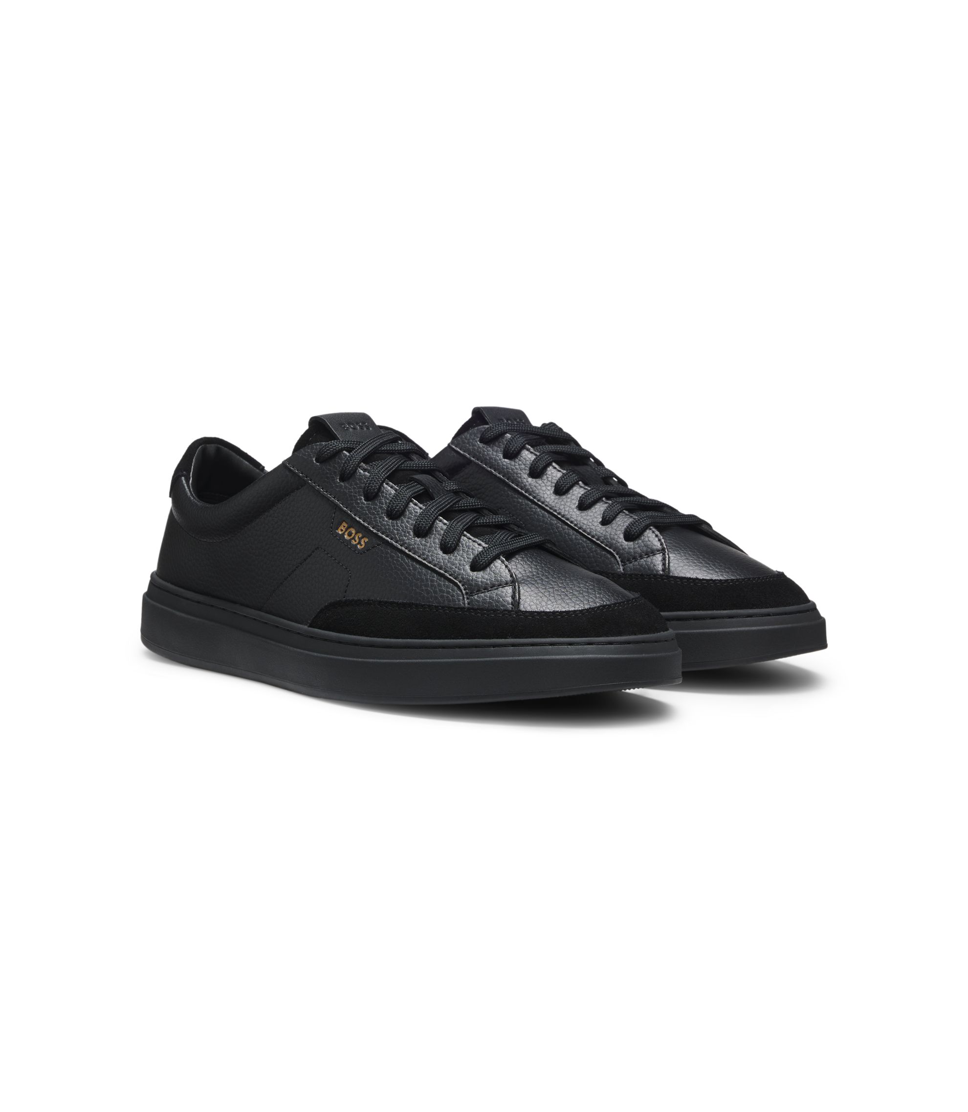 BOSS Black Leather Hostor Shoes Size 9 BOSS - Leather Oxford shoes with perforated details - Black main image 2