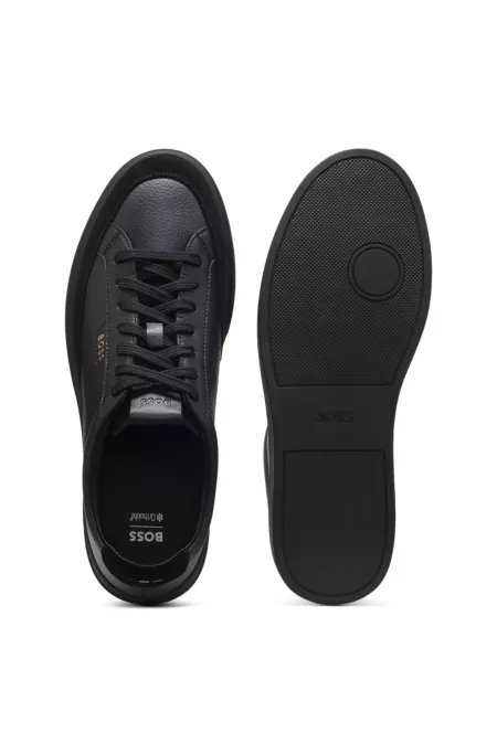 Leather sneakers with suede trims
