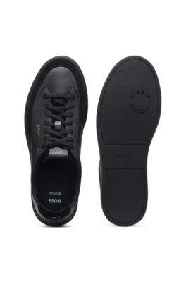 Leather sneakers with suede trims, Black