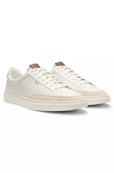 Leather sneakers with suede trims