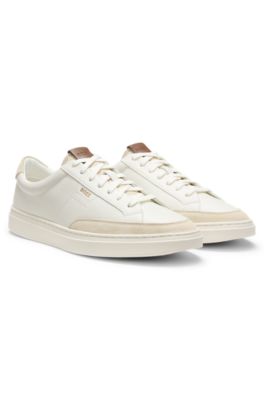 Deportivas de piel con ribetes de ante, Blanco