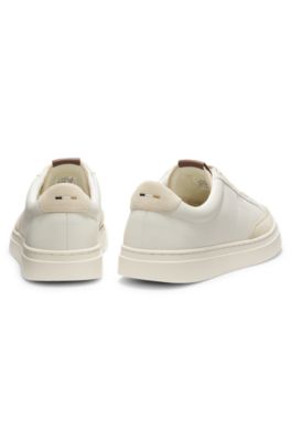 Leather sneakers with suede trims, White