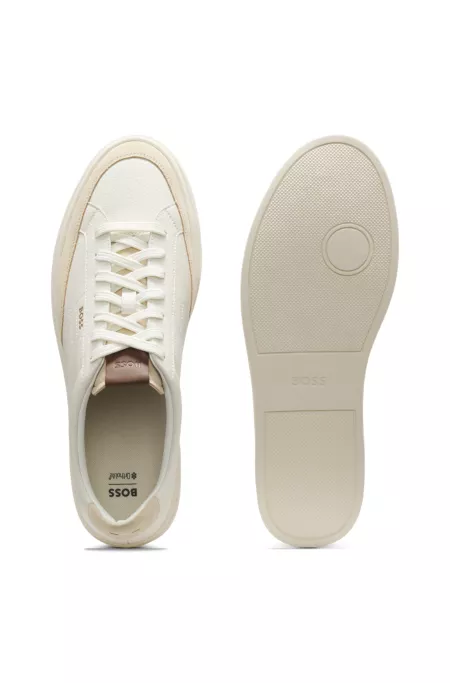 Leather sneakers with suede trims