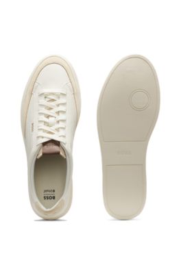 Deportivas de piel con ribetes de ante, Blanco