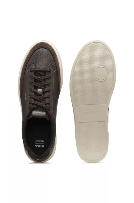 Leather sneakers with suede trims
