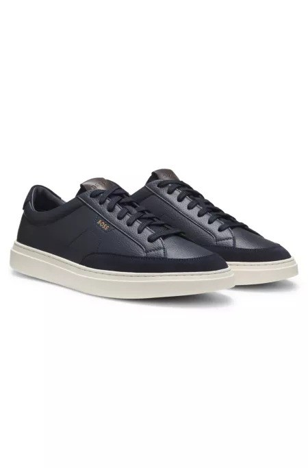 Leather sneakers with suede trims