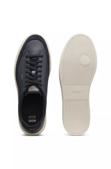 Leather sneakers with suede trims