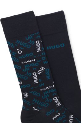 Two-pack of cotton-blend logo socks, Dark Blue