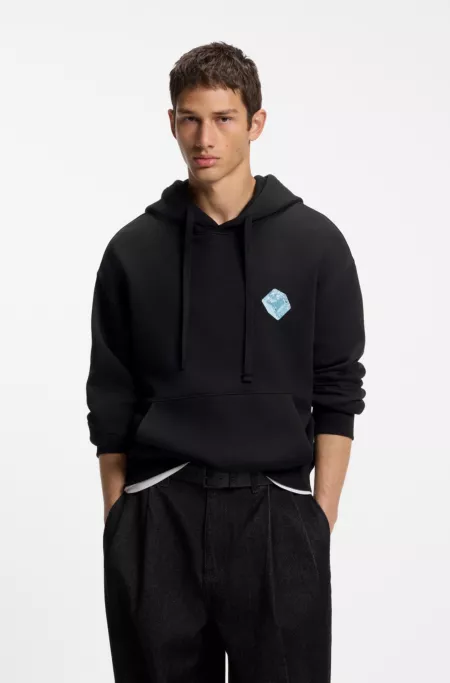 Graphic-print cotton hoodie in a relaxed fit