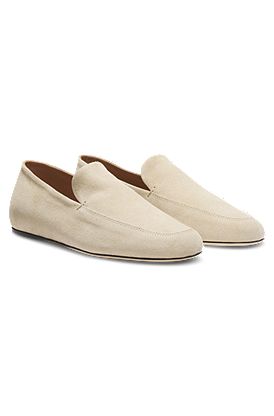 Suede loafers with leather outsole