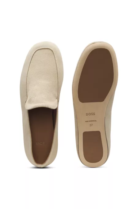 Suede loafers with leather outsole