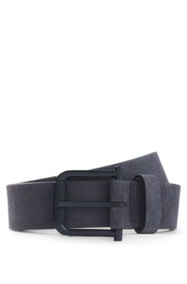 Suede belt with logo keeper, Dark Blue