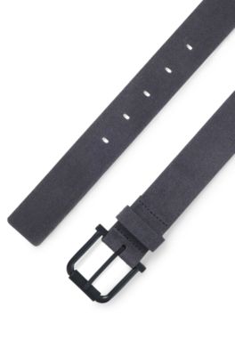 Suede belt with logo keeper, Dark Blue