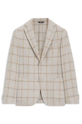 Slim-fit jacket in checked fabric, White