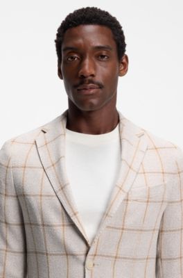 Slim-fit jacket in checked fabric, White