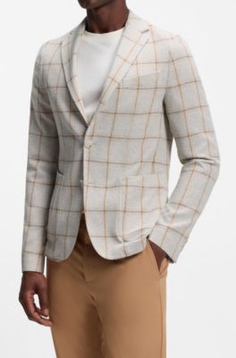 Slim-fit jacket in checked fabric, White