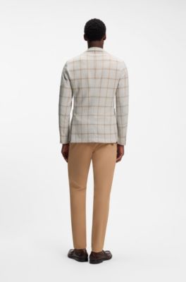 Slim-fit jacket in checked fabric, White