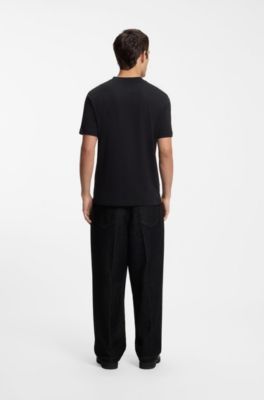 Cotton-jersey T-shirt with graphic print, Black