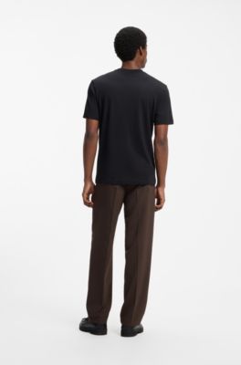 Cotton-jersey T-shirt with graphic print, Black