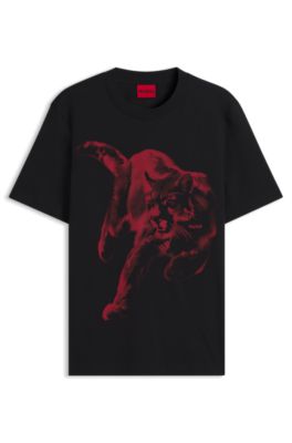 T-shirt en jersey de coton &agrave; imprim&eacute; graphique, Noir