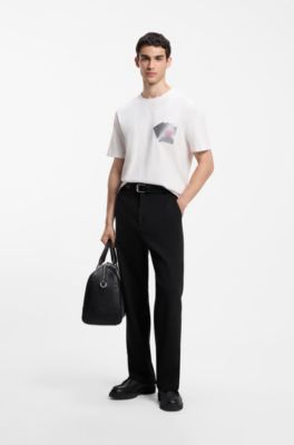 Camiseta de algod&oacute;n con estampado metalizado de naipes, Blanco