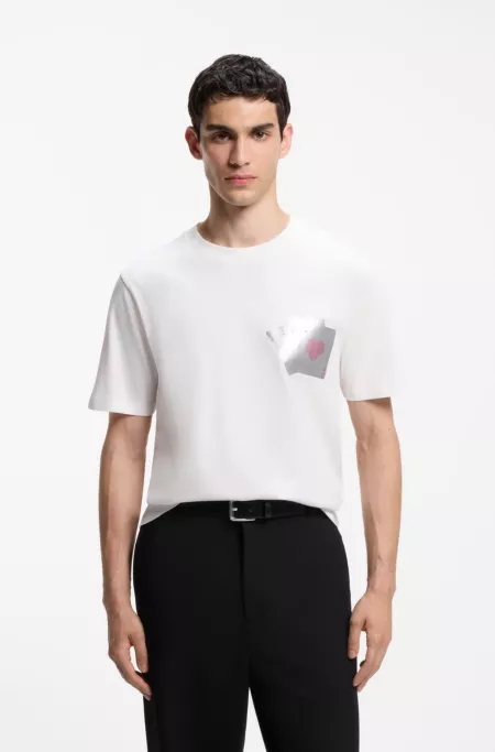 Cotton T-shirt with playing-card foil graphic