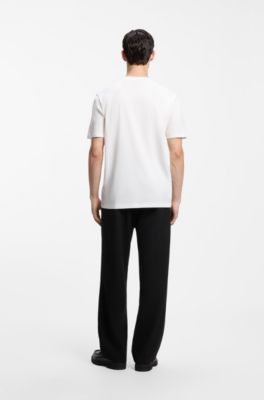 Camiseta de algod&oacute;n con estampado metalizado de naipes, Blanco
