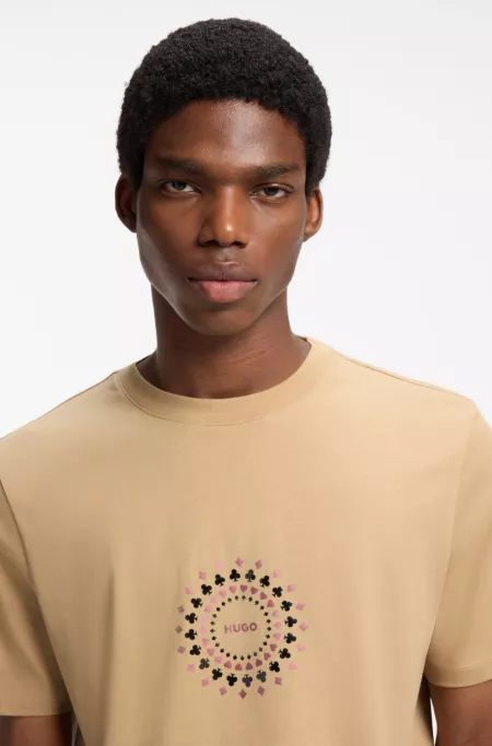 Cotton T-shirt with playing-card foil graphic