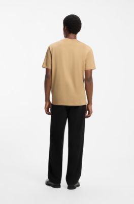 Camiseta de algod&oacute;n con estampado metalizado de naipes, Beige