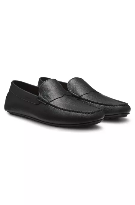 Tumbled-leather loafers with driver sole