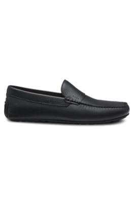 Mocasines de piel abatanada con suela driver, Negro