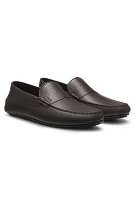 Tumbled-leather loafers with driver sole