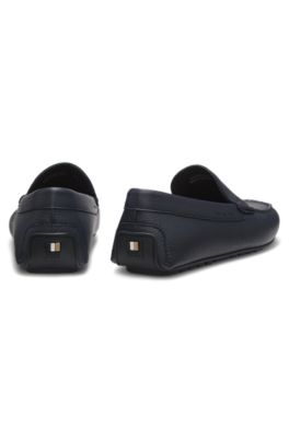 Tumbled-leather loafers with driver sole, Dark Blue