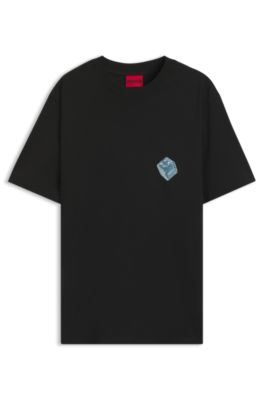Cotton-jersey T-shirt with printed artwork, Black