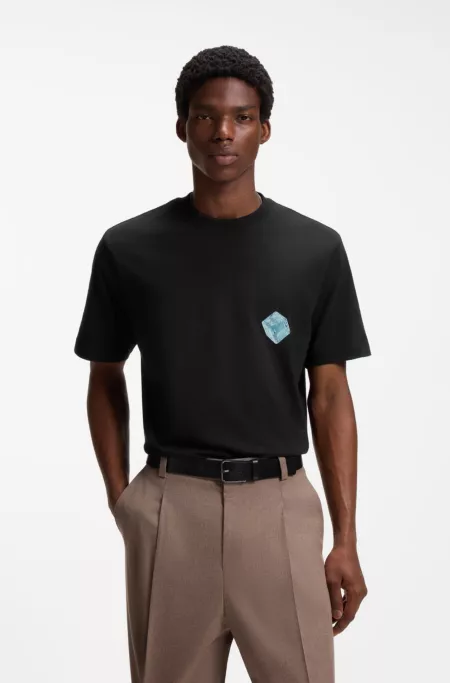 Cotton-jersey T-shirt with printed artwork