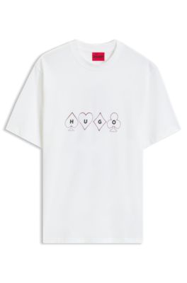 T-shirt en jersey de coton &agrave; imprim&eacute; artistique, Blanc