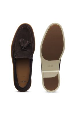 Suede loafers with tassel trim, Dark Brown
