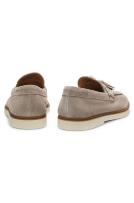 Mocasines de ante con detalle de borla, Caqui