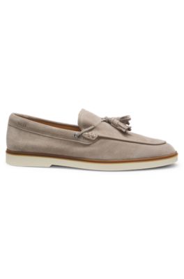 Mocasines de ante con detalle de borla, Caqui