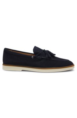 Suede loafers with tassel trim, Dark Blue