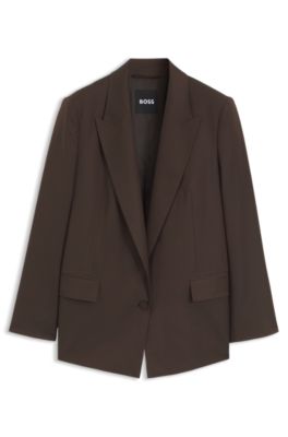 Regular-fit jacket in two-tone virgin wool, Dark Brown
