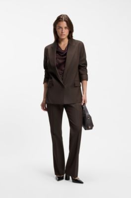 Regular-fit jacket in two-tone virgin wool, Dark Brown