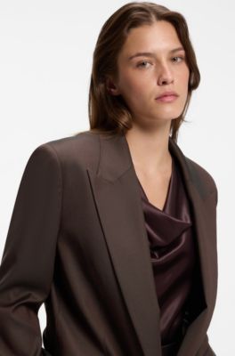 Regular-fit jacket in two-tone virgin wool, Dark Brown