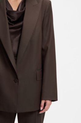 Regular-fit jacket in two-tone virgin wool, Dark Brown