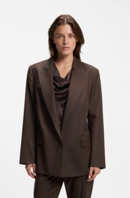 Regular-fit jacket in two-tone virgin wool, Dark Brown