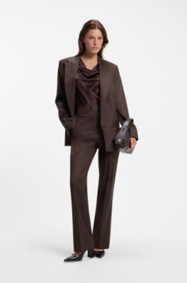 Relaxed-fit pants in two-tone virgin wool, Brown