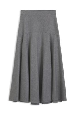 Falda evas&eacute; en franela jaspeada, Gris claro
