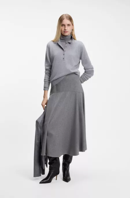A-line skirt in melange flannel