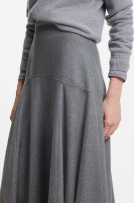 Falda evas&eacute; en franela jaspeada, Gris claro
